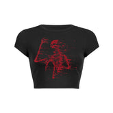 Skeleton print slant Baby Tee