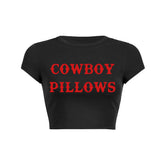 Cowboy Pillows Y2K Crop Top Tee Shirt
