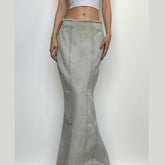 Tie dye raw hem zip-up slit midi skirt