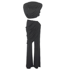 Cap sleeve ruched solid pant set