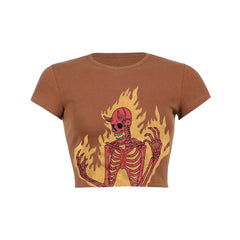 Fire demon skeleton print Baby Tee