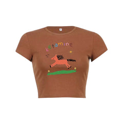 Orange Pony Y2K Baby Tee Crop Top