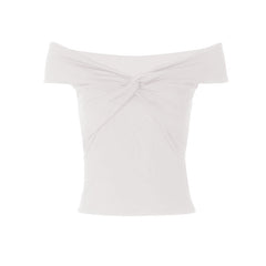 Short sleeve off shoulder ruched top