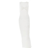 Sleeveless crewneck solid backless maxi dress