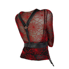 Long sleeve spider web see through top