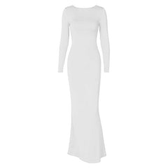 Long sleeve backless lace up ruched solid maxi dress | red tango dress