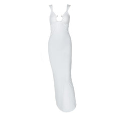 O ring ruched hollow out high slit cami maxi dress | red tango dress