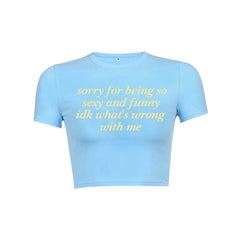 Sorry For Being So Funny Y2K Baby Tee Crop Top