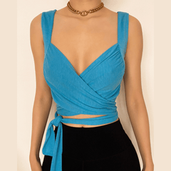 Self tie solid 2-way crop top
