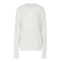 Crewneck long sleeve knitted abstract pattern top