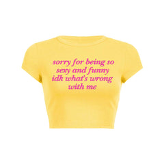 Sorry For Being So Funny Y2K Baby Tee Crop Top