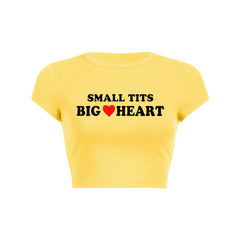 Small But Big Heart Y2K Baby Tee Crop Top