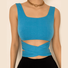 Self tie solid 2-way crop top