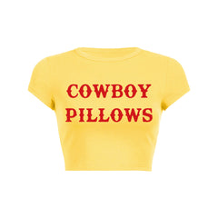 Cowboy Pillows Y2K Crop Top Tee Shirt