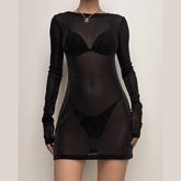 Long sleeve sheer mesh glitter mini dress | samba dress