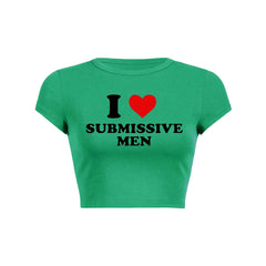 I Love S Men Y2K Baby Tee Crop Top