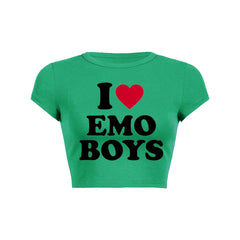 I Love Emo Boys Y2K Baby Tee