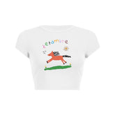 Orange Pony Y2K Baby Tee Crop Top