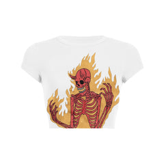 Fire demon skeleton print Baby Tee