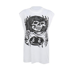 Sleeveless crewneck print top