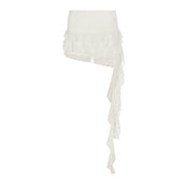 Mesh ruffle irregular mini skirt
