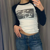 Short sleeve crewneck ribbed print top