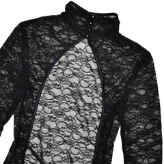 High neck long sleeve lace backless jumpsuit