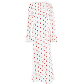 Long flared sleeve flower print zip-up maxi dress