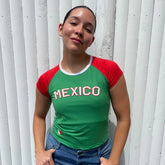 Mexico Flag Color Block Crop Top