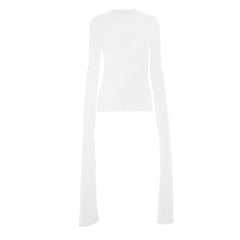 Long sleeve crewneck solid slit top