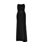 Ruched lace up backless hollow out tube cut out maxi dress