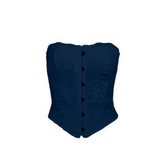 Lace up bustier button tube top