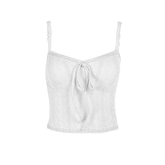 Sweetheart neck lace hem textured cami top