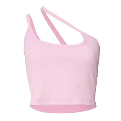 One shoulder ribbed irregular backless top