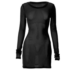 Long sleeve sheer mesh glitter mini dress | samba dress