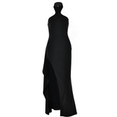 Halter high slit zip-up irregular maxi dress