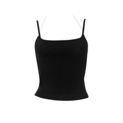 Halter patchwork contrast backless cami top