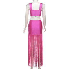 Ruched knotted tassels metallic cami mini dress | red tango dress