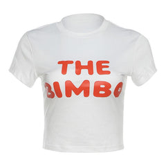 Short sleeve crewneck “THE BIMBOâ€?pattern crop top