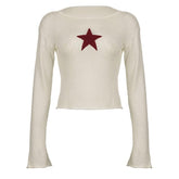 Knitted star pattern contrast long sleeve top