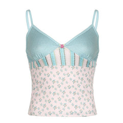 V neck bowknot print cami top