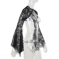 Long flared sleeve lace rhinestone applique shrug