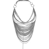 Metal chain see through o ring halter backless crop top