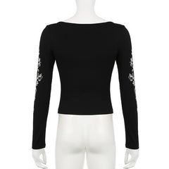 Long sleeve crewneck abstract top