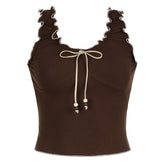 Ruffle beaded ruched contrast cami top