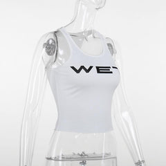 Sleeveless u neck “wetâ€?print tank top
