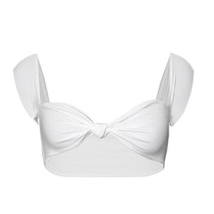 Cap sleeve ruched sweetheart neck crop top