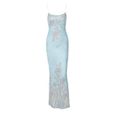 Flower print spaghetti strap cami maxi dress