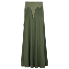 Patchwork slit stitch maxi skirt