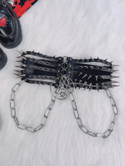 PU leather rivet o ring waist chain